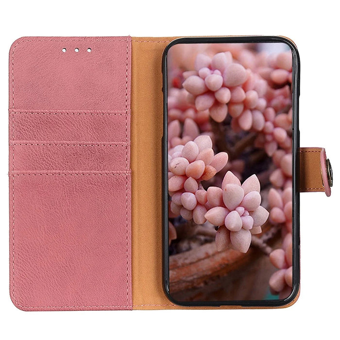 KHAZNEH For Samsung Galaxy A05s 4G Case Cowhide Texture Stand Wallet Leather Mobile Phone Cover - Pink - 2
