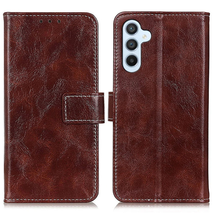 Leather Phone Shell For Samsung Galaxy A05s 4G Case Wallet Stand Phone Cover - Brown - 1
