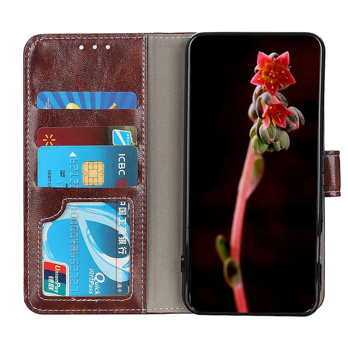 Leather Phone Shell For Samsung Galaxy A05s 4G Case Wallet Stand Phone Cover - Brown - 2