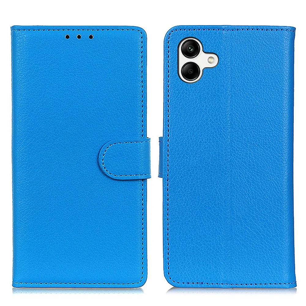 For Samsung Galaxy A05 4G Case Wallet Stand Litchi Texture PU Leather Phone Cover - Blue - 1