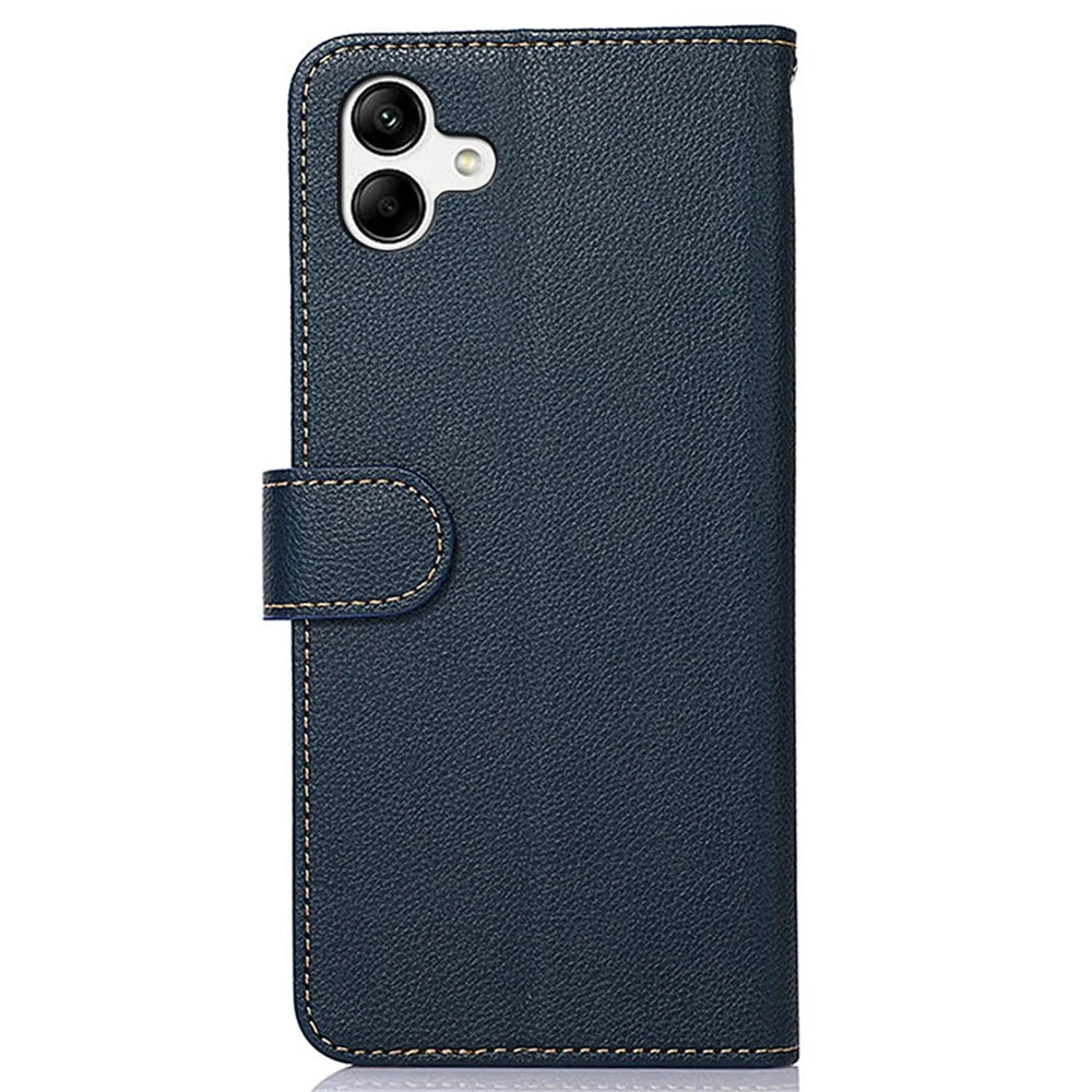 KHAZNEH For Samsung Galaxy A05 4G Case RFID Blocking Wallet PU Leather Phone Stand Cover - Blue - 7