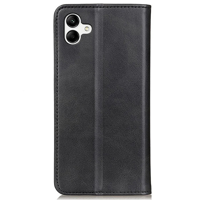For Samsung Galaxy A05 4G Case Split Leather Cover Wallet Stand Cowhide Texture Phone Shell - Black - 7