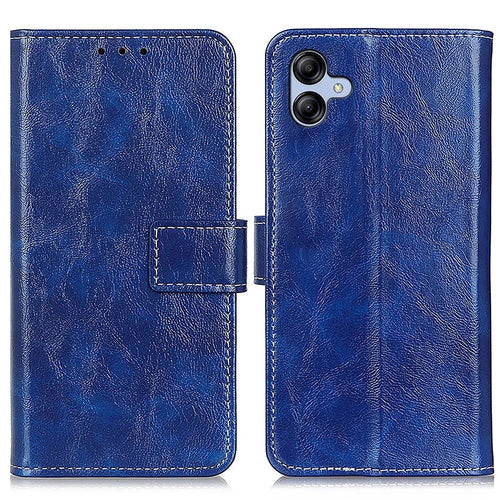Leather Phone Shell for Samsung Galaxy A05 4G Case Crazy Horse Texture Phone Cover - Blue - 1