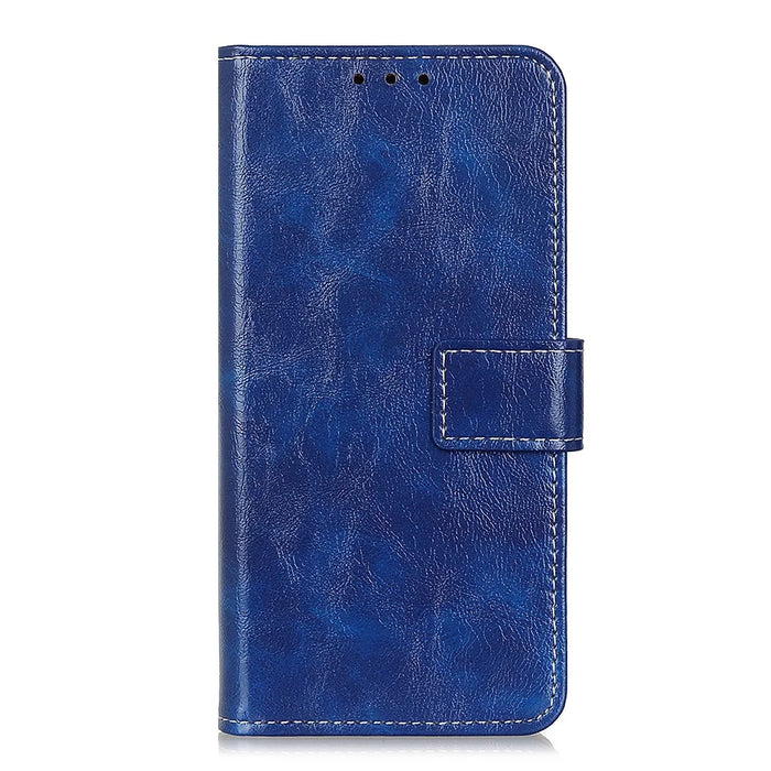 Leather Phone Shell for Samsung Galaxy A05 4G Case Crazy Horse Texture Phone Cover - Blue - 4