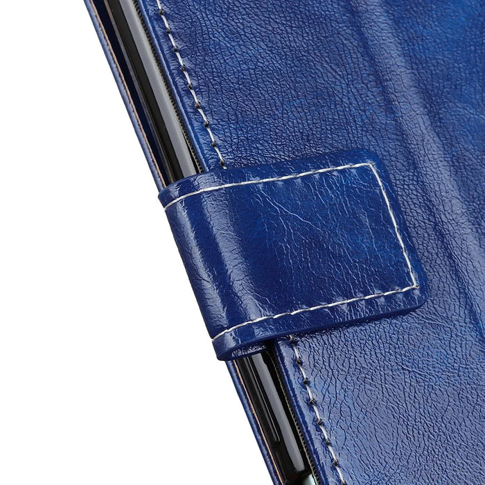 Leather Phone Shell for Samsung Galaxy A05 4G Case Crazy Horse Texture Phone Cover - Blue - 5