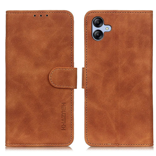 KHAZNEH For Samsung Galaxy A05 4G Case PU Leather Retro Texture Stand Phone Cover - Brown - 1