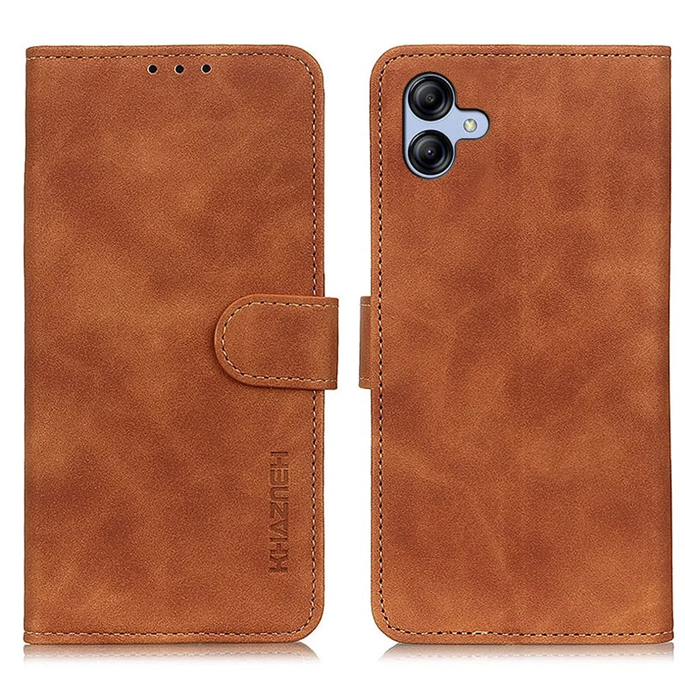 KHAZNEH For Samsung Galaxy A05 4G Case PU Leather Retro Texture Stand Phone Cover - Brown - 1