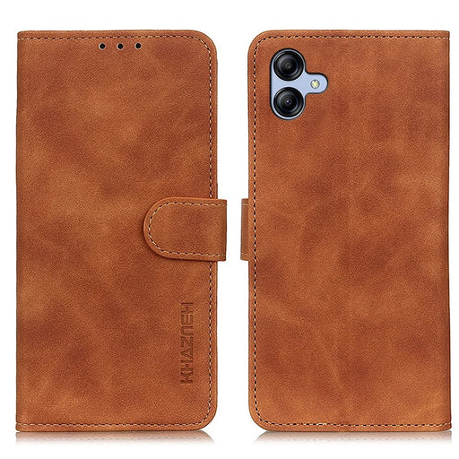 KHAZNEH For Samsung Galaxy A05 4G Case PU Leather Retro Texture Stand Phone Cover - Brown - 1