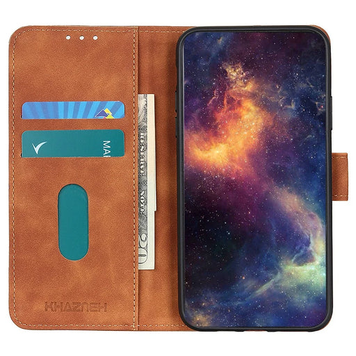 KHAZNEH For Samsung Galaxy A05 4G Case PU Leather Retro Texture Stand Phone Cover - Brown - 2