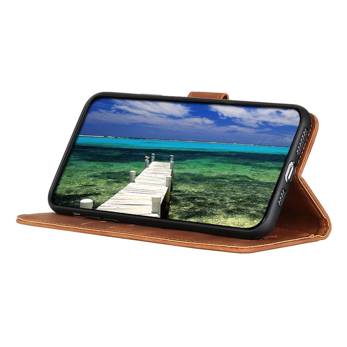 KHAZNEH For Samsung Galaxy A05 4G Case PU Leather Retro Texture Stand Phone Cover - Brown - 3