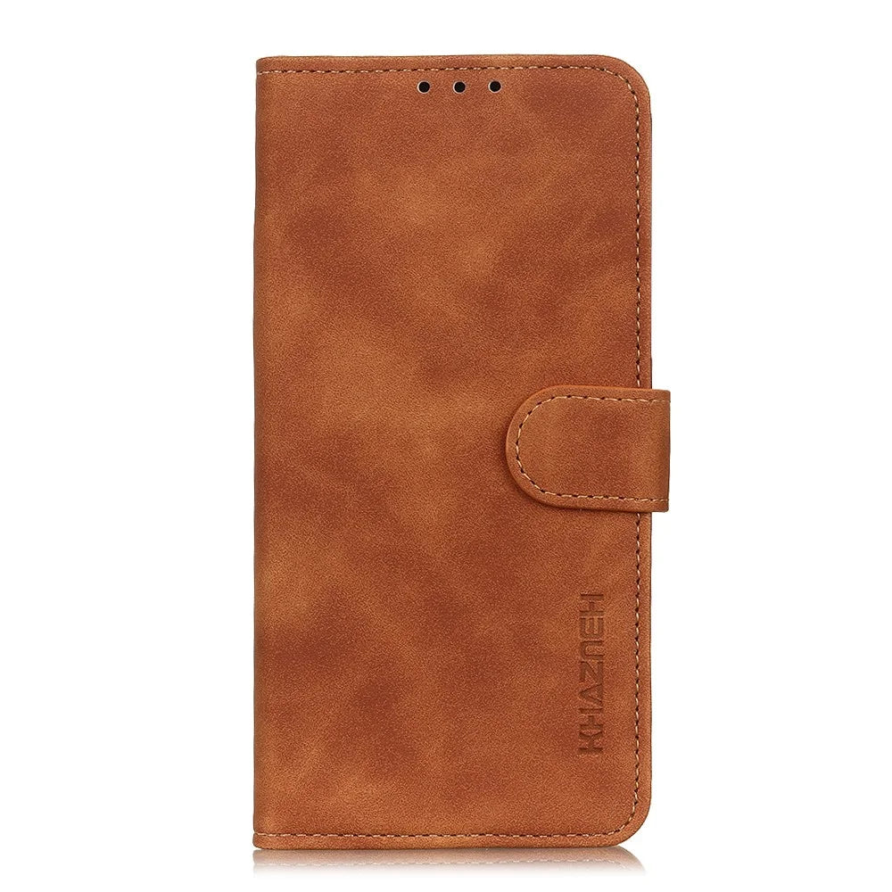 KHAZNEH For Samsung Galaxy A05 4G Case PU Leather Retro Texture Stand Phone Cover - Brown - 6