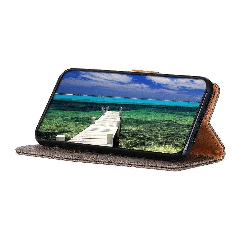 KHAZNEH For Samsung Galaxy A05 4G Case Cowhide Texture Leather Wallet Phone Cover - Khaki - 3
