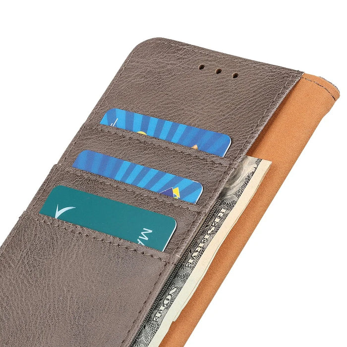 KHAZNEH For Samsung Galaxy A05 4G Case Cowhide Texture Leather Wallet Phone Cover - Khaki - 5