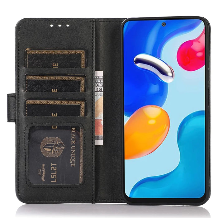 For Samsung Galaxy A05 4G Case Cowhide Texture Anti-Scratch Leather Phone Stand Cover Wallet - Black - 2