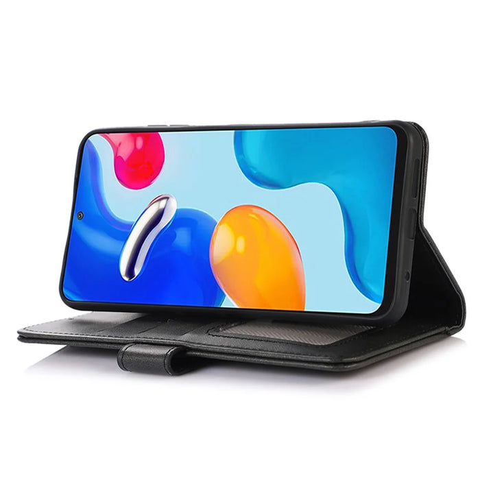 For Samsung Galaxy A05 4G Case Cowhide Texture Anti-Scratch Leather Phone Stand Cover Wallet - Black - 3