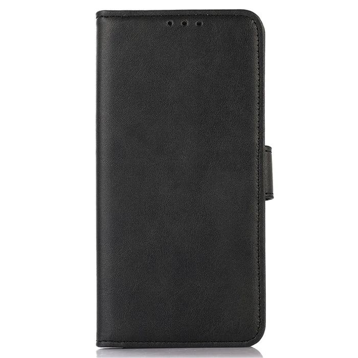 For Samsung Galaxy A05 4G Case Cowhide Texture Anti-Scratch Leather Phone Stand Cover Wallet - Black - 6