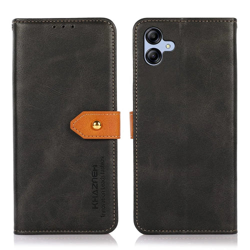 KHAZNEH For Samsung Galaxy A05 4G Case Cowhide Texture PU Leather Stand Wallet Phone Cover - Black - 1