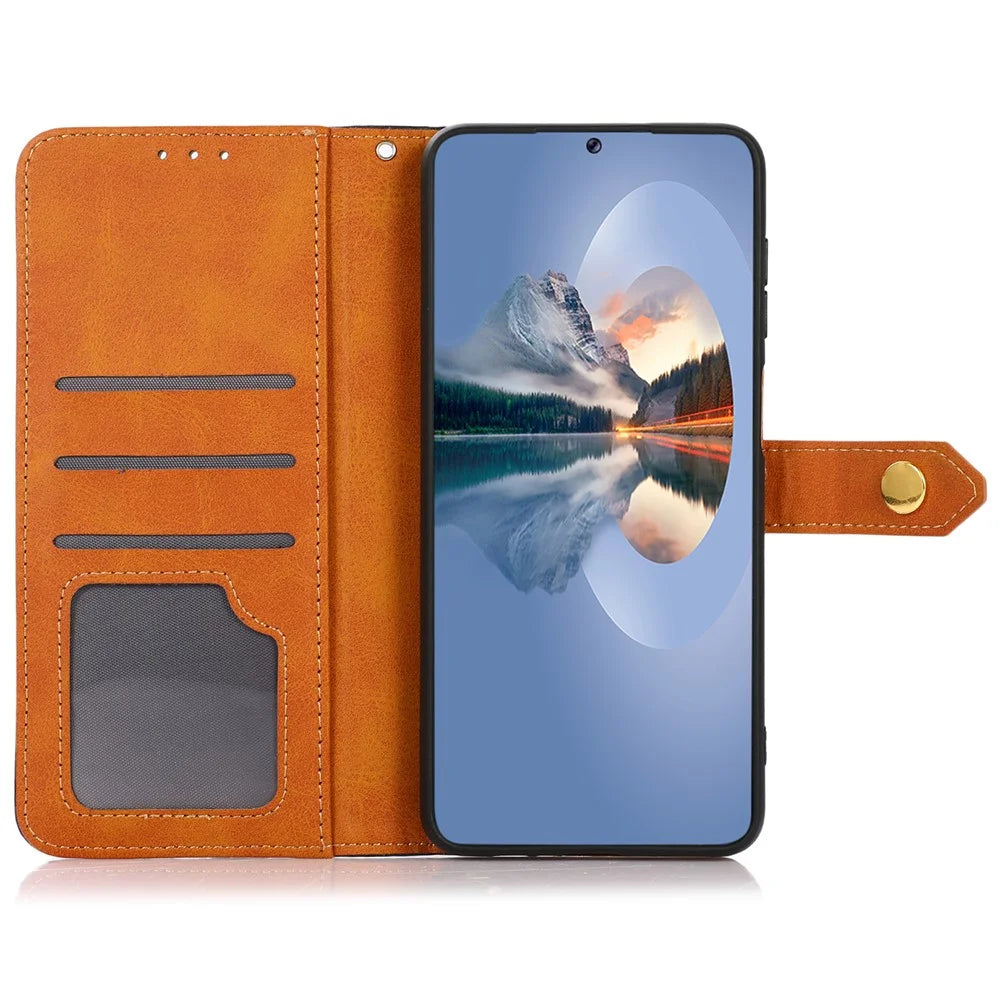 KHAZNEH For Samsung Galaxy A05 4G Case Cowhide Texture PU Leather Stand Wallet Phone Cover - Black - 2