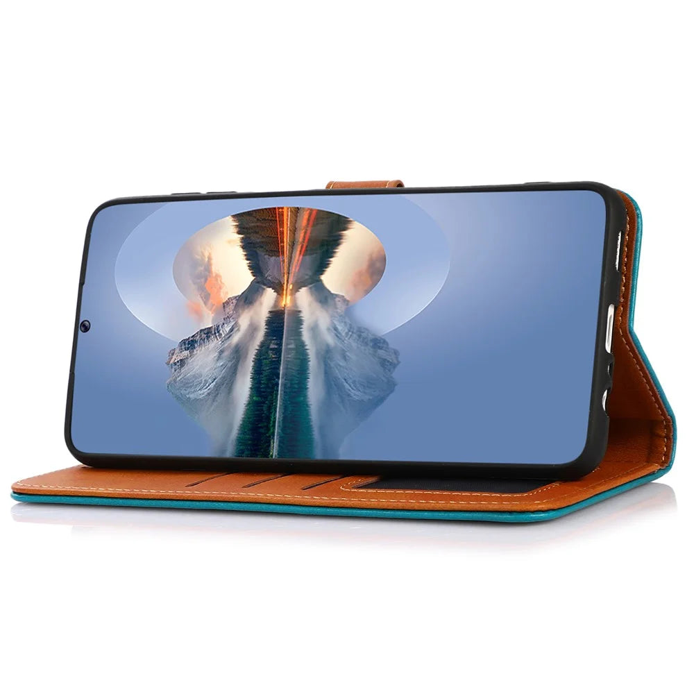 KHAZNEH For Samsung Galaxy A05 4G Case Cowhide Texture PU Leather Stand Wallet Phone Cover - Black - 3
