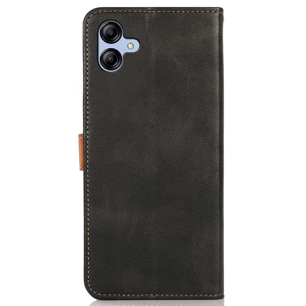 KHAZNEH For Samsung Galaxy A05 4G Case Cowhide Texture PU Leather Stand Wallet Phone Cover - Black - 7