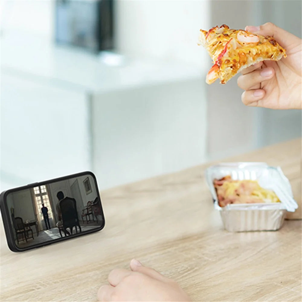 For iPhone 15 Pro Max Kickstand Phone Case Anti-Scratch TPU+Acrylic Magnetic Cover - Translucent Black - 5