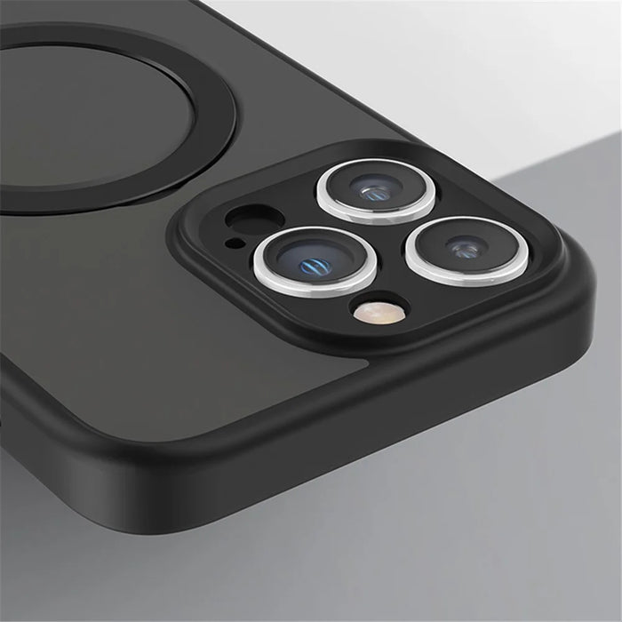 For iPhone 15 Pro Phone Case TPU+Acrylic Kickstand Drop Protection Cover - Translucent Black - 3
