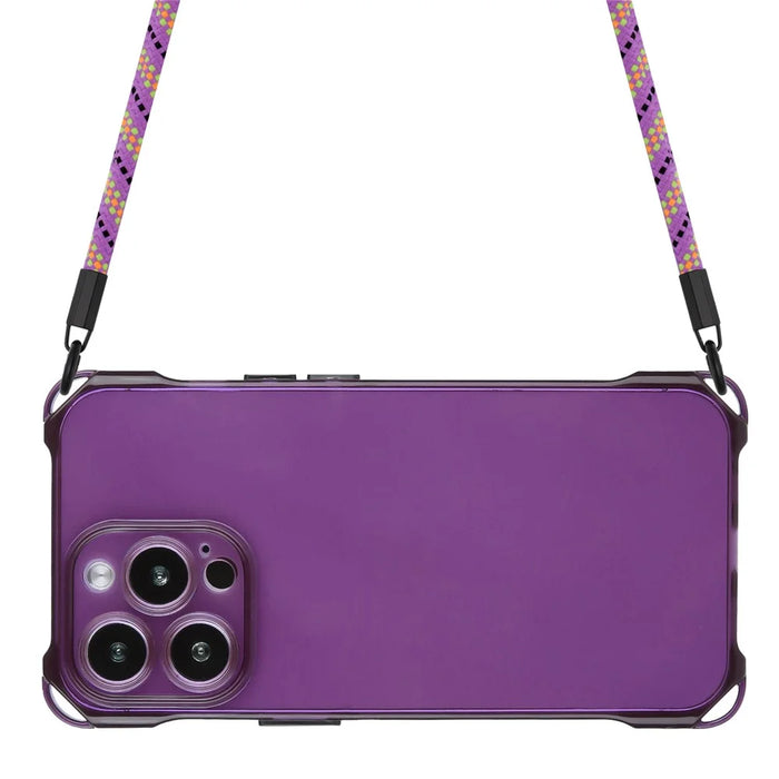 For iPhone 14 Pro Case Four Corners Drop Protection TPU Shell Cover with Hanging Rope - Purple - 4