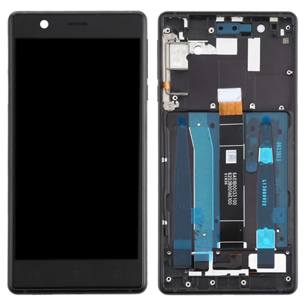 For Nokia 3 TA-1032, TA-1020, TA-1028, TA-1038 Grade C LCD Screen and Digitizer Assembly + Frame Replacement Part (without Logo) - Black - 1
