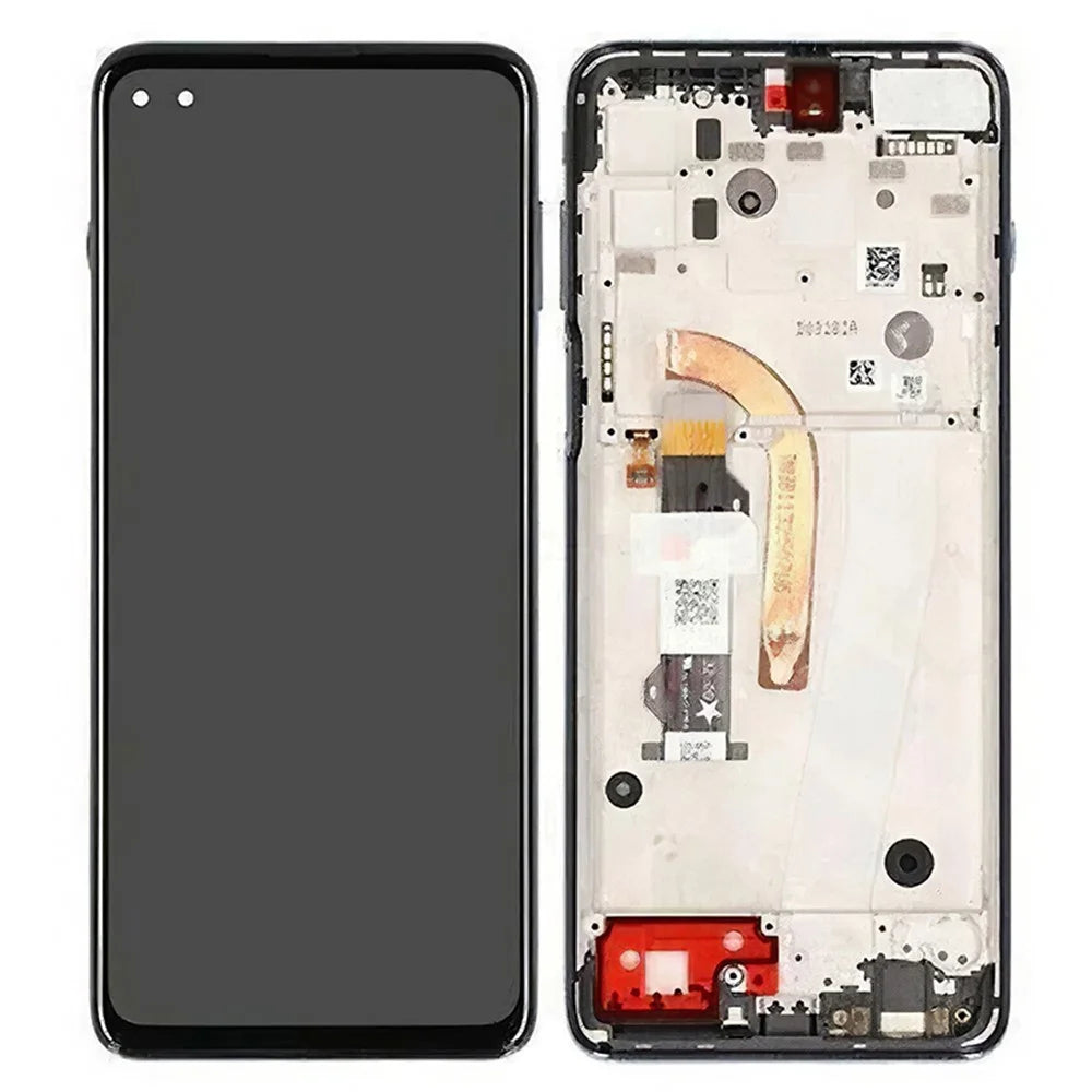 For Motorola Moto G100 Grade B LCD Screen and Digitizer Assembly + Frame Replacement Part (without Logo) - Grey - 1