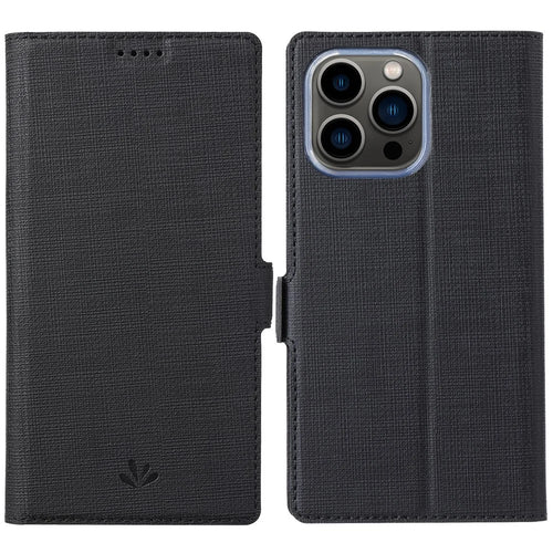 VILI K Series for iPhone 15 Pro Case PU Leather Wallet Stand Phone Cover - Black - 1