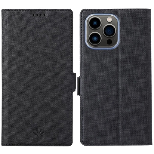 VILI K Series for iPhone 15 Pro Case PU Leather Wallet Stand Phone Cover - Black - 1
