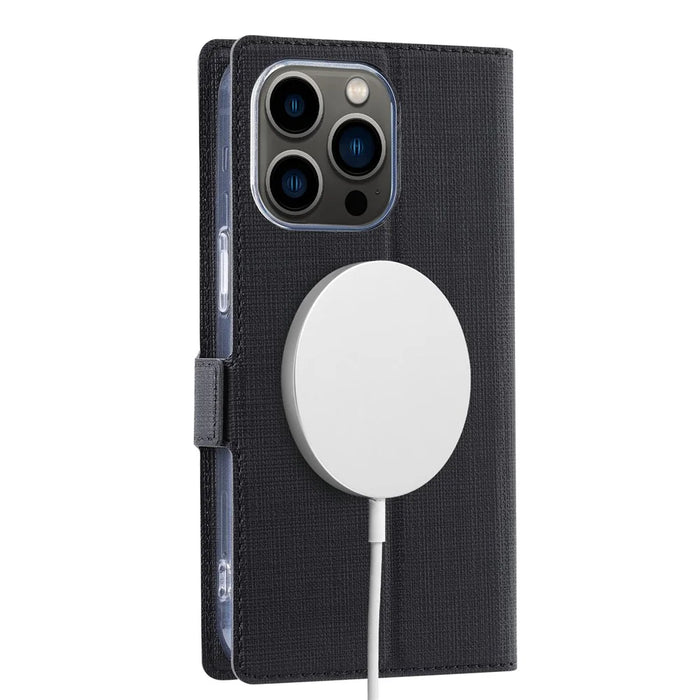 VILI K Series for iPhone 15 Pro Max Case PU Leather Horizontal Stand Phone Cover - Black - 7
