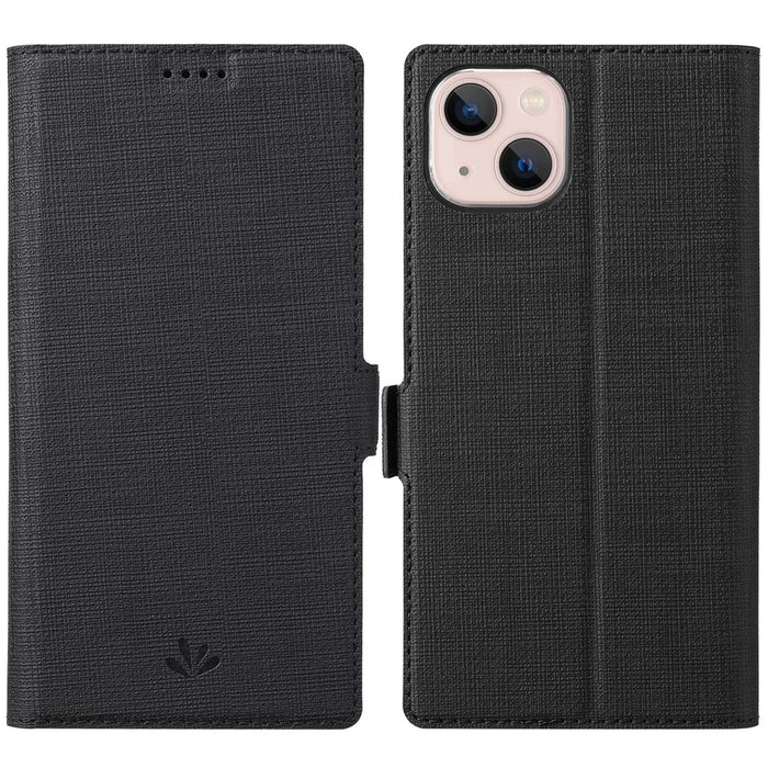 VILI K Series for iPhone 15 Case PU Leather Shockproof Wallet Phone Cover - Black - 1