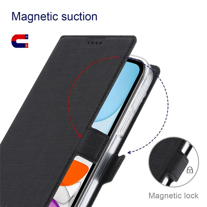 VILI K Series for iPhone 15 Case PU Leather Shockproof Wallet Phone Cover - Black - 6