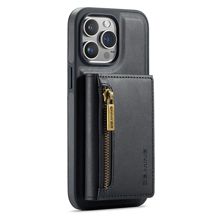 DG.MING M5 Series For iPhone 14 Pro Case PU+PC+TPU Detachable 2-in-1 Wallet Phone Cover - Black - 1