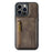 DG.MING M5 Series For iPhone 15 Pro Max Case PU+PC+TPU Phone Wallet Anti-drop Cover - Coffee - 6