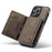 DG.MING M5 Series For iPhone 15 Pro Max Case PU+PC+TPU Phone Wallet Anti-drop Cover - Coffee - 7