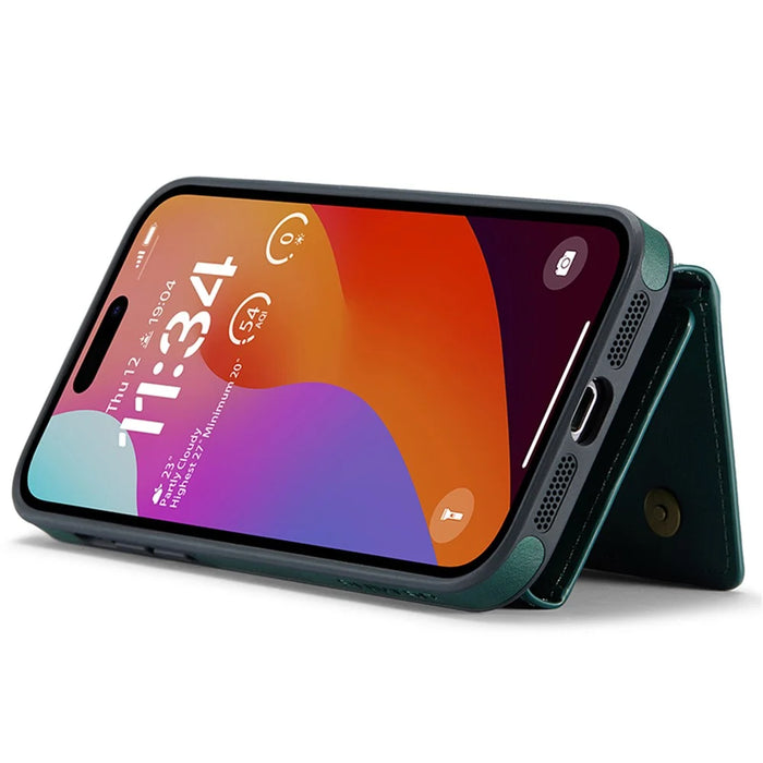 DG.MING M5 Series For iPhone 14 Pro Max Case PU+PC+TPU Detachable Wallet Phone Cover - Green - 4