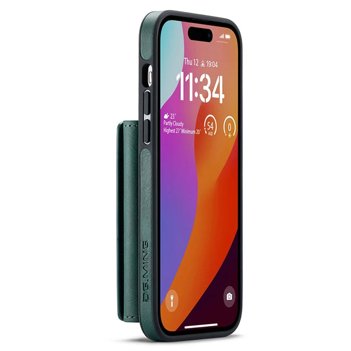 DG.MING M5 Series For iPhone 14 Pro Max Case PU+PC+TPU Detachable Wallet Phone Cover - Green - 5