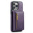 DG.MING M5 Series For iPhone 13 Pro Case Magnetic Wallet Anti-drop PU+PC+TPU Phone Cover - Purple - 1