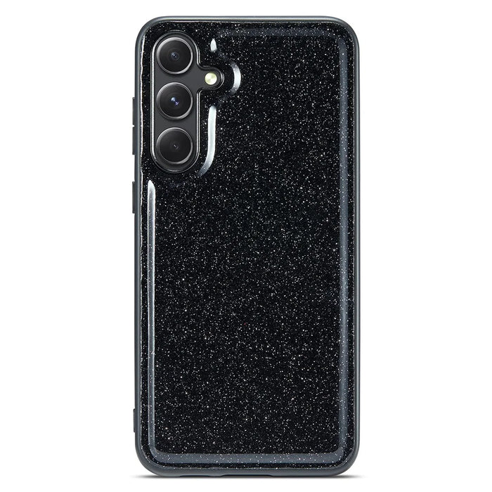 DG.MING Back Shell for Samsung Galaxy S23 FE Case Glitter PU Leather+PC+TPU Phone Cover - Black - 2