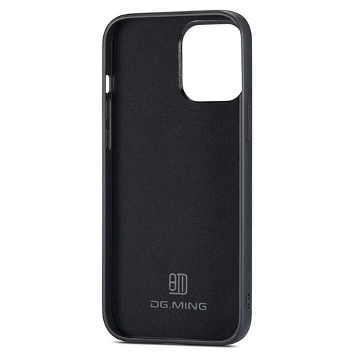 DG.MING For iPhone 12 Pro Case PU Leather Coated PC+TPU Shell Glitter Phone Cover - Black - 2