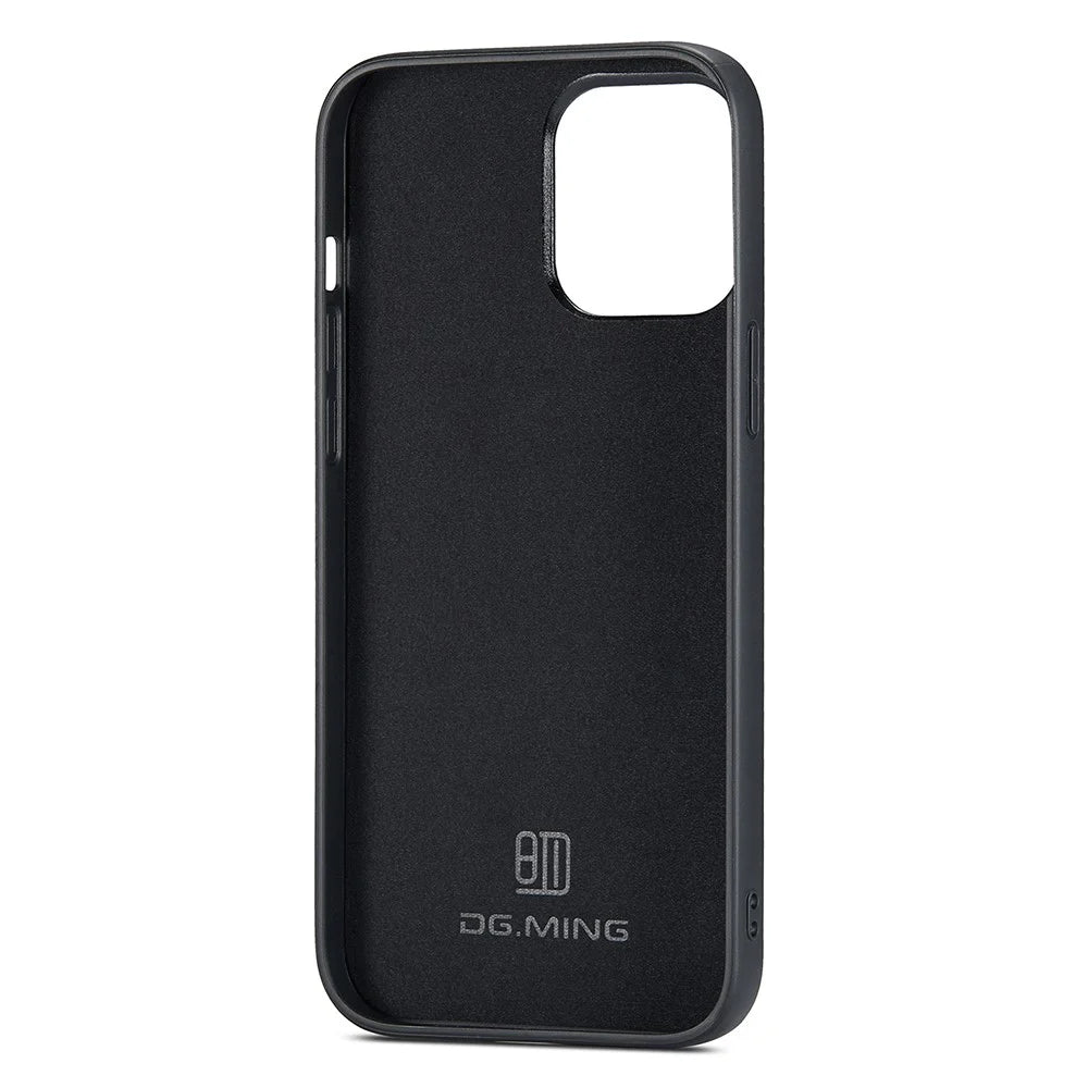 DG.MING For iPhone 15 Plus Case Glitter Surface PU Leather Coated PC+TPU Phone Cover - Black - 2