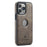 DG.MING For iPhone 15 Case Logo View Anti-Drop PU Leather Coated PC+TPU Cover - Coffee - 2
