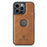DG.MING For iPhone 12 / 12 Pro Case Logo View PU Leather+PC+TPU Anti-Scratch Cover - Brown - 1