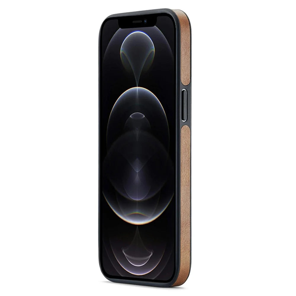 DG.MING For iPhone 12 / 12 Pro Case Logo View PU Leather+PC+TPU Anti-Scratch Cover - Brown - 3