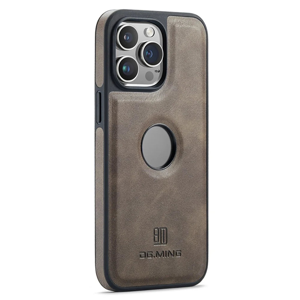 DG.MING For iPhone 12 Pro Max Case Logo View PU Leather+PC+TPU Cellphone Cover - Coffee - 2