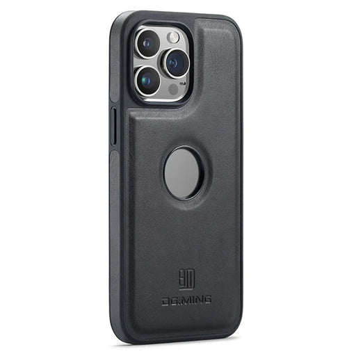 DG.MING For iPhone 15 Pro Case Logo View Shockproof PU Leather+PC+TPU Cover - Black - 2