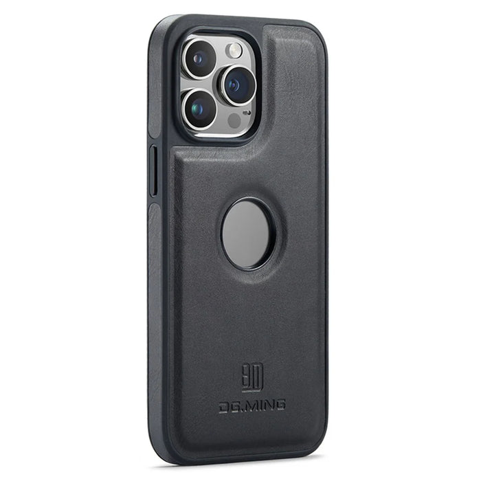 DG.MING For iPhone 15 Pro Case Logo View Shockproof PU Leather+PC+TPU Cover - Black - 2