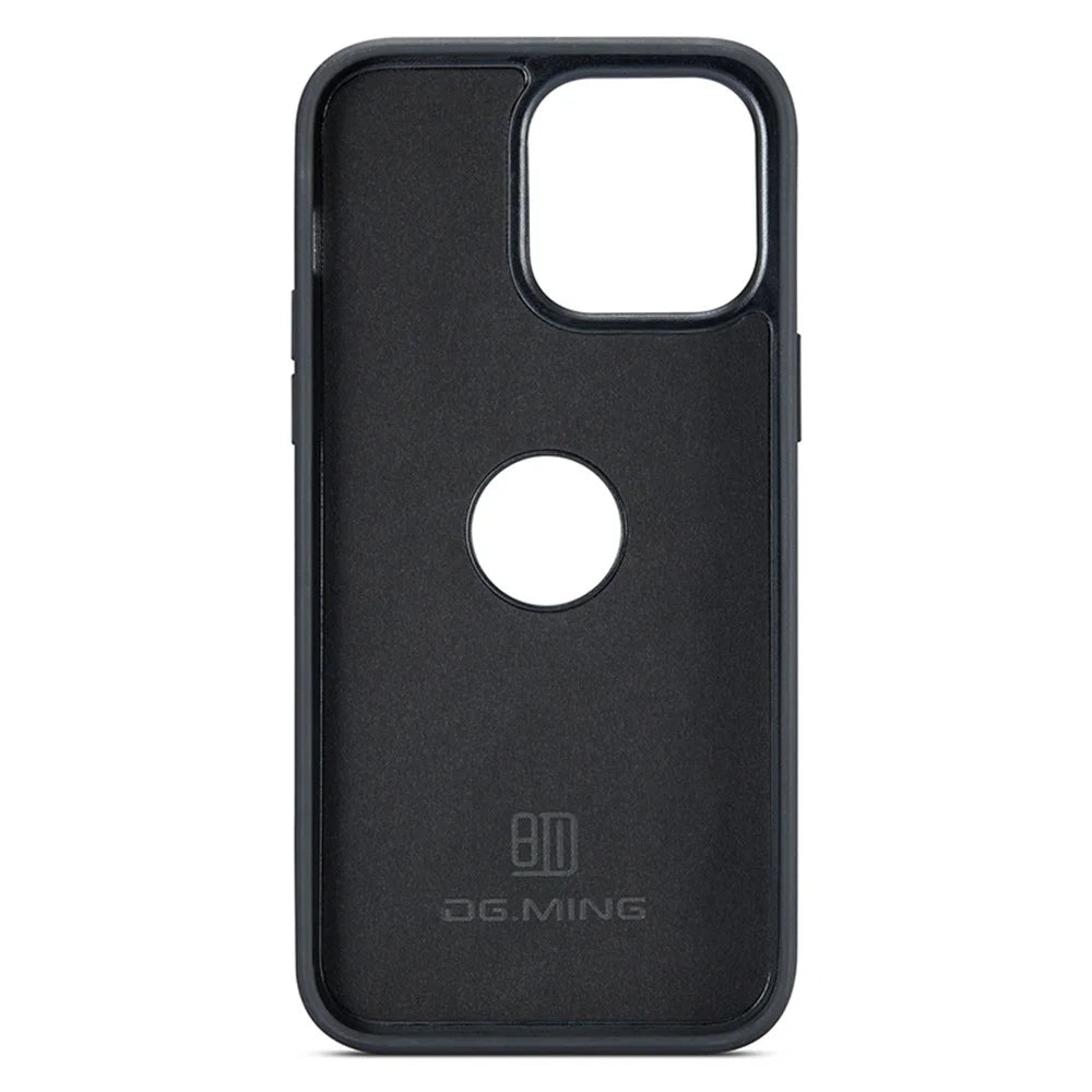 DG.MING For iPhone 15 Pro Case Logo View Shockproof PU Leather+PC+TPU Cover - Black - 4